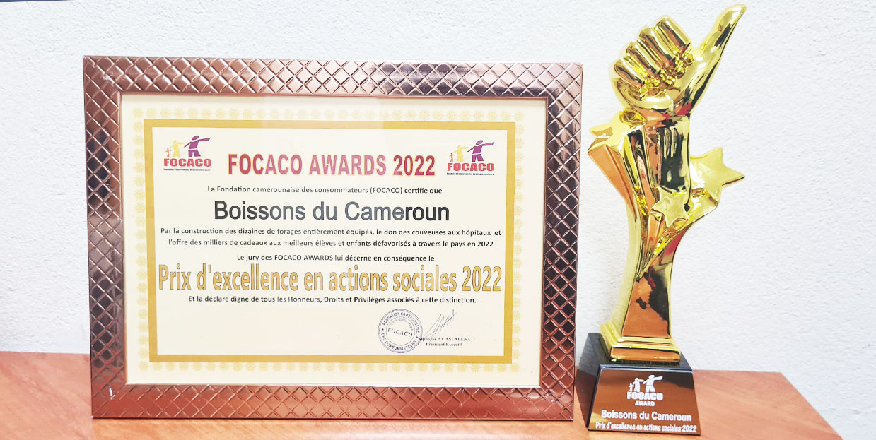 FOCACO AWARDS : Boissons du Cameroun reçoit le prix d'excellence en Actions Sociales